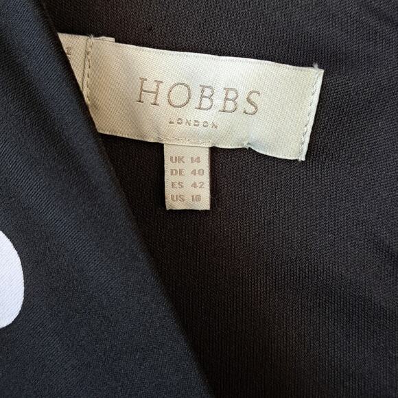 HOBBS London Farrah Twist-Front Polka Dot Sheath Dress Black & White Size 10 - Picture 9 of 14